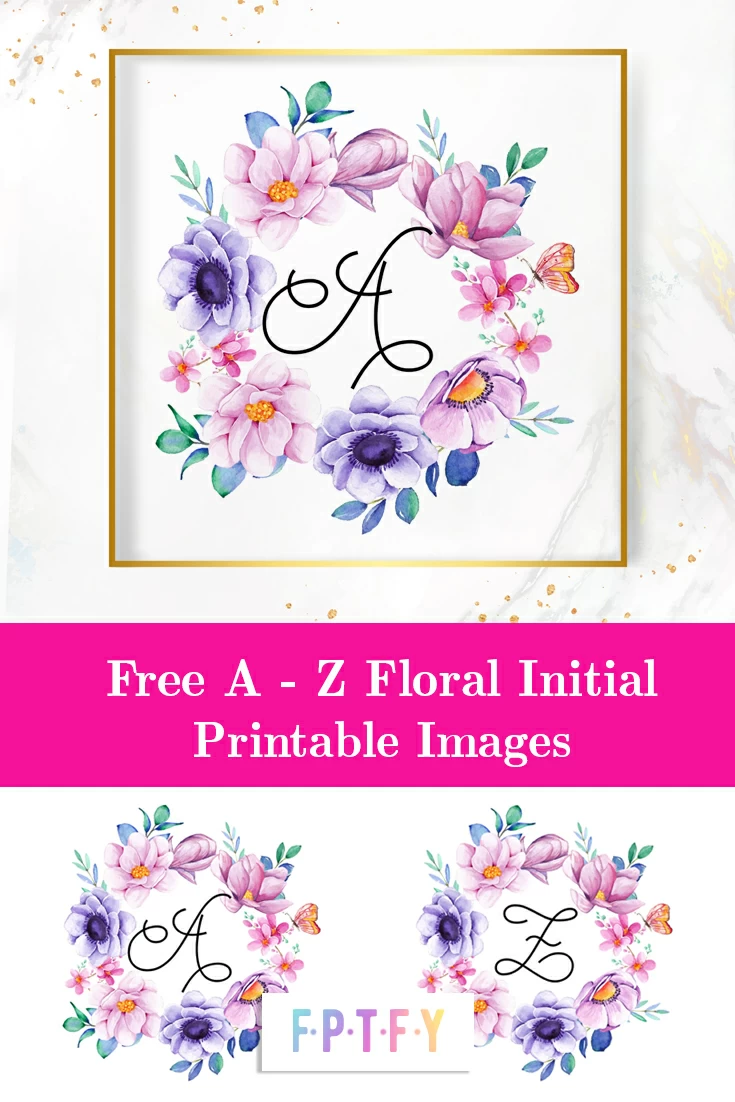 free floral wreath initial wall art