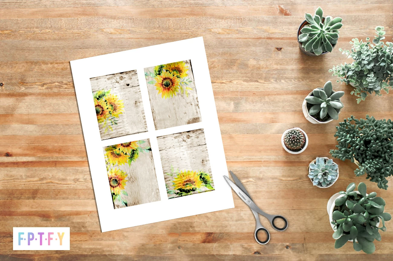 Free rustic sunflower printables - 3x4 cards