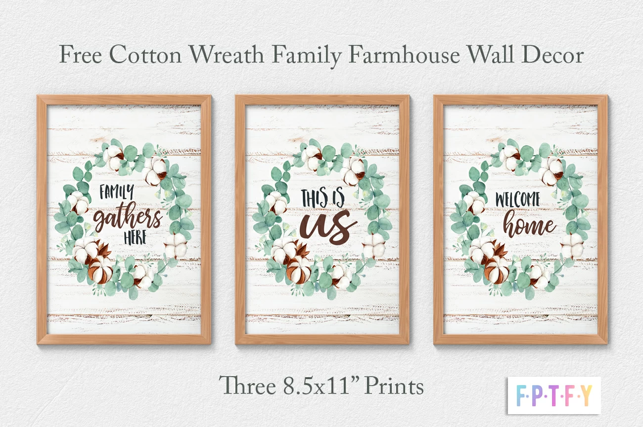 Free Family Farmhouse Wall Decor Cotton Wreaths