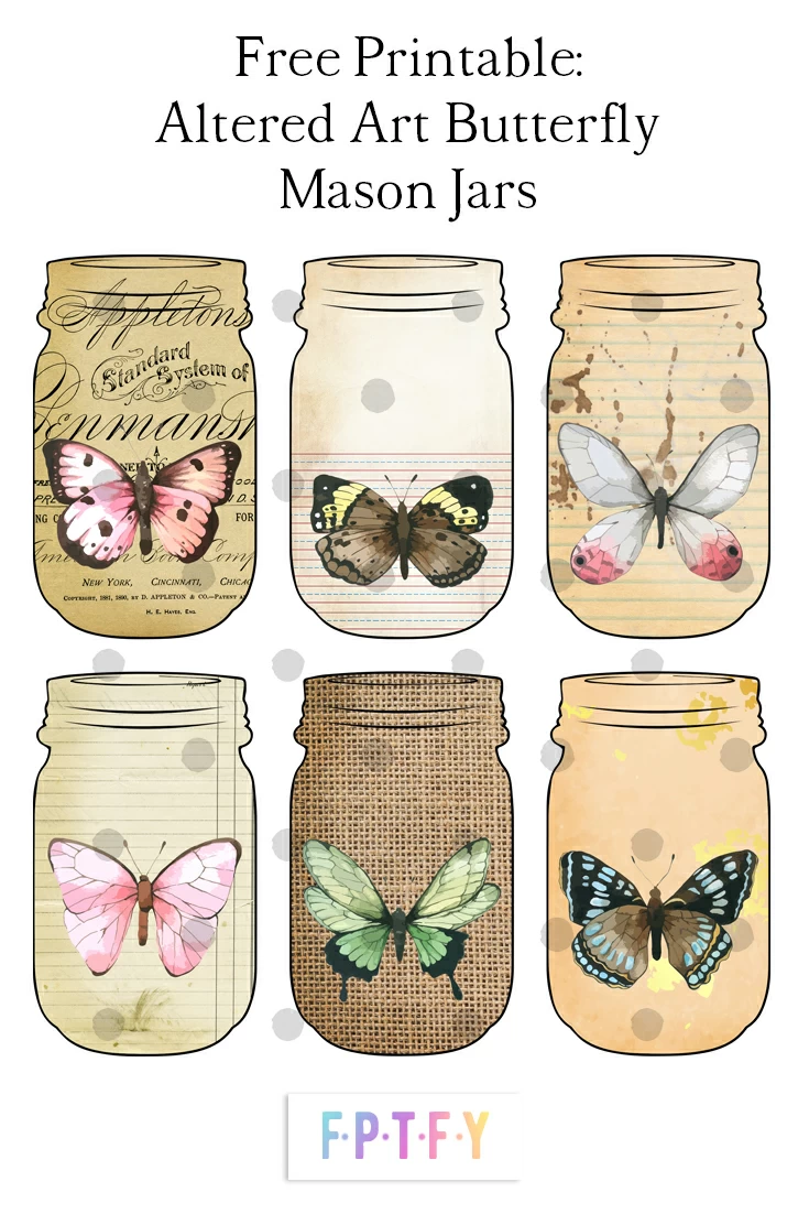 Free Printable Altered Art Butterfly Mason Jars