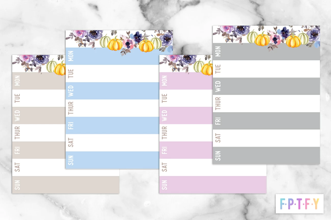 Free Elegant Pumpkin weekly Planner