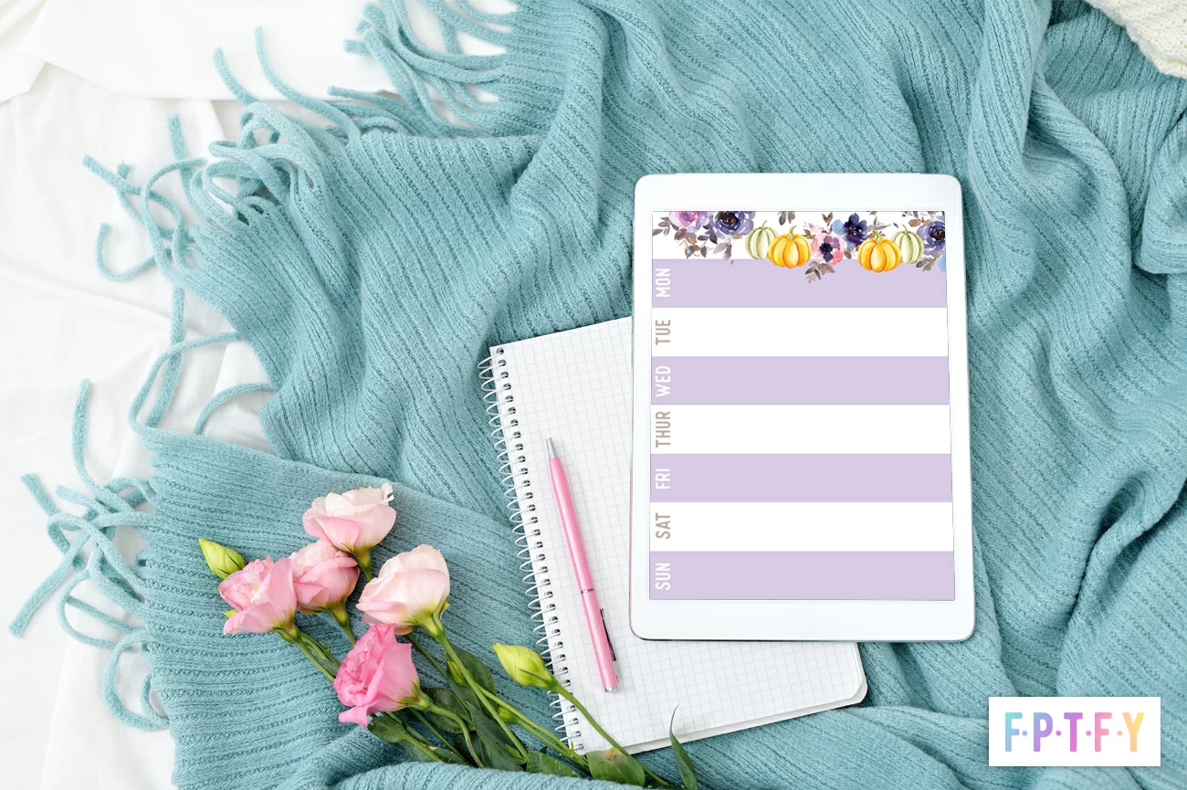 Free Elegant Pumpkin weekly Planner