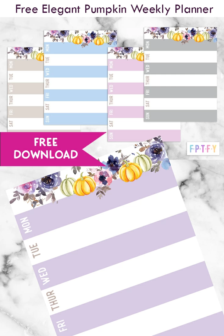 Free Elegant Pumpkin weekly Planner