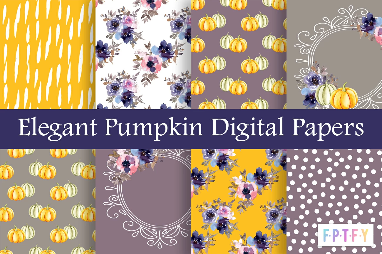 Free Elegant Pumpkin Digital scrapbooking papers