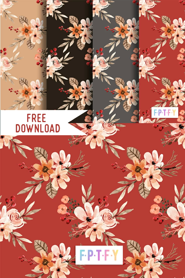 autumn floral seamless digital paper