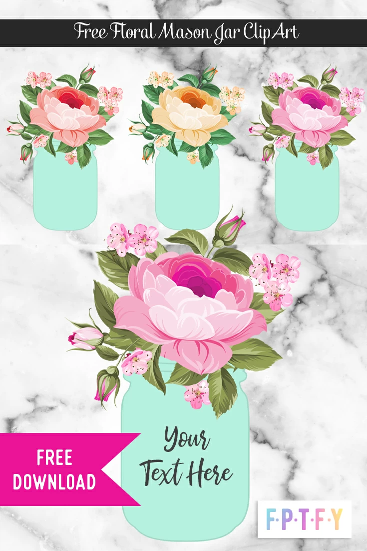Free Mason Jar Floral Clipart