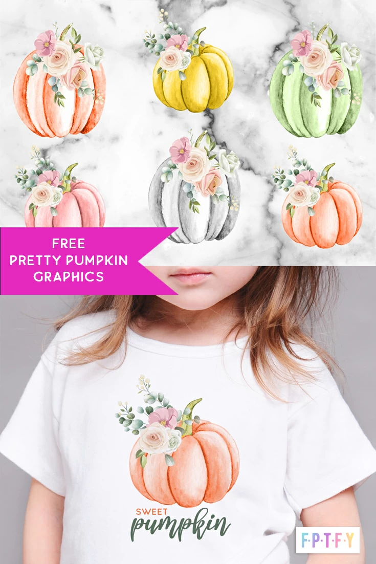 Free Pastel Floral Pumpkin Clipart 