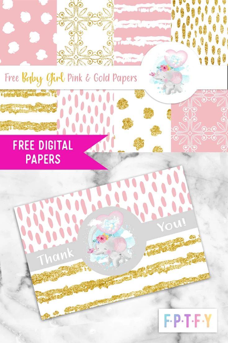 Free baby girl Pink Gold DigiPapers