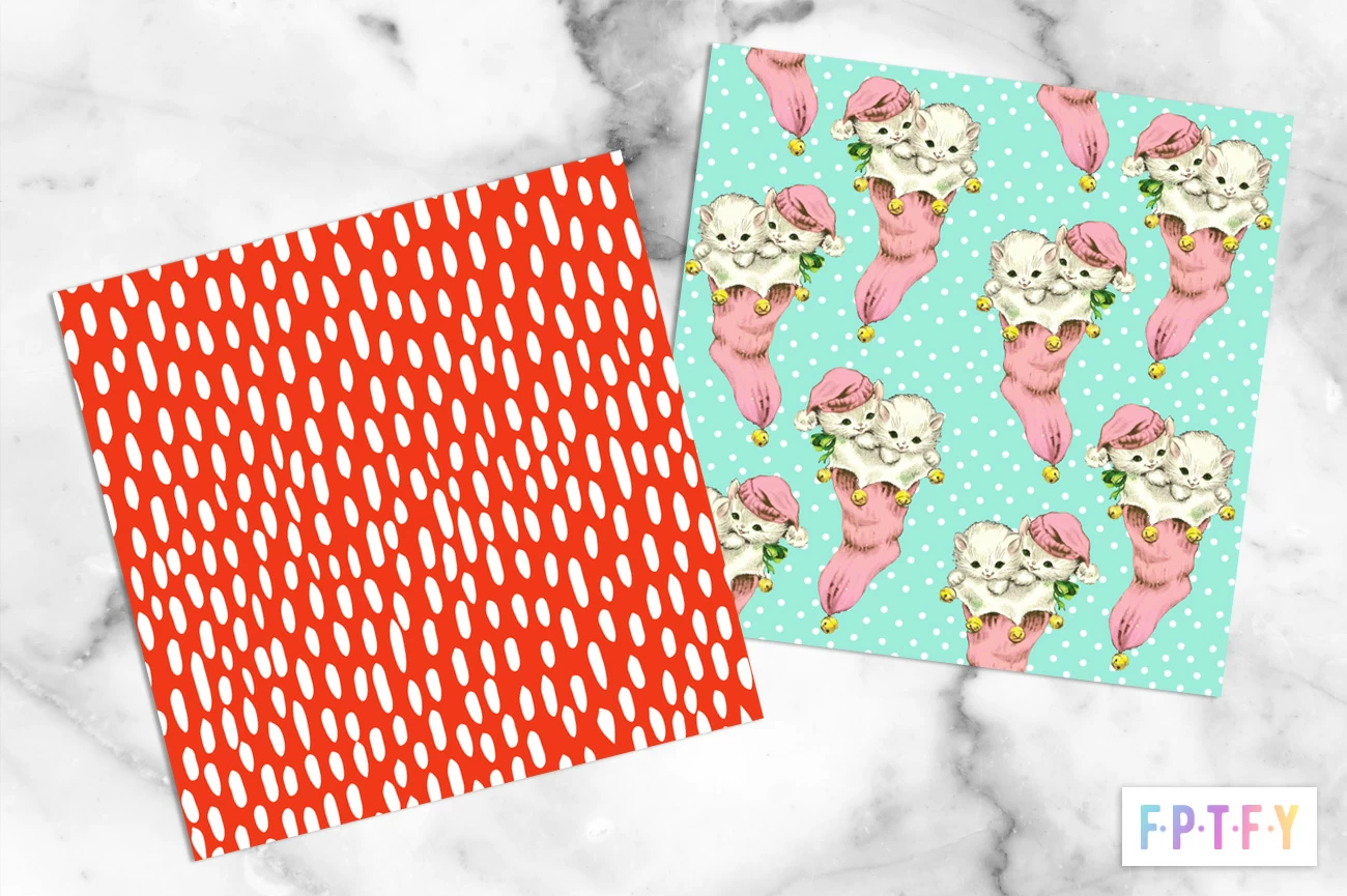 Free Christmas Vintage Kitty Digipaper