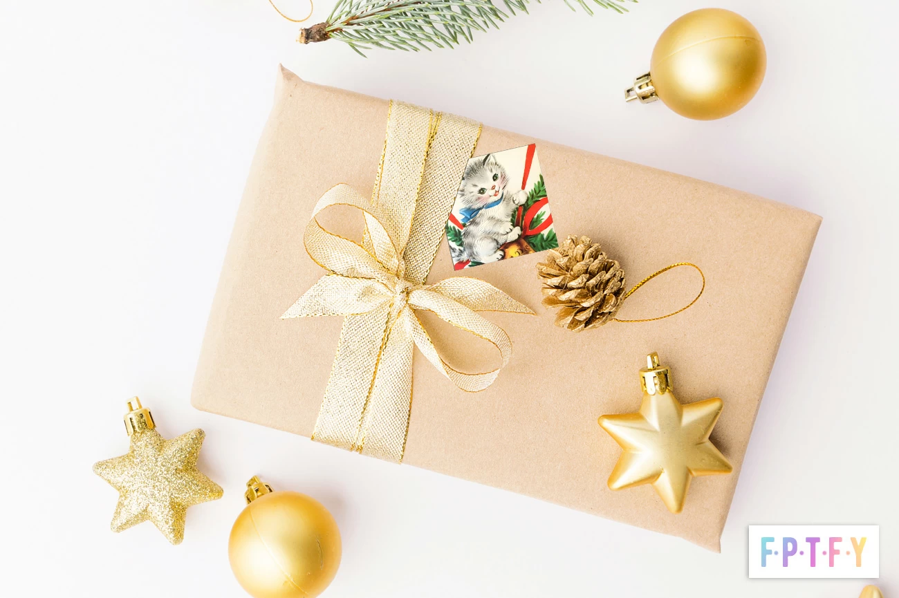 Free Christmas vintage kitty collage sheet