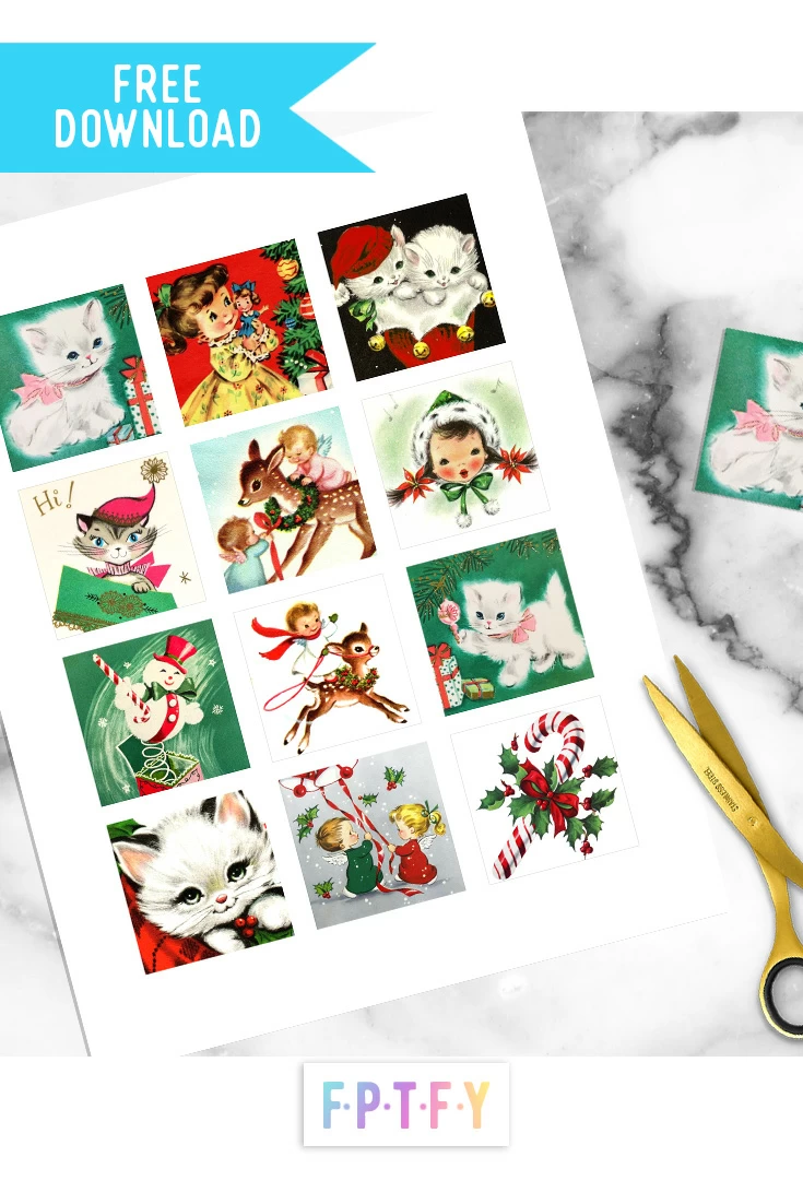 Free Vintage Christmas Images Collage Sheet