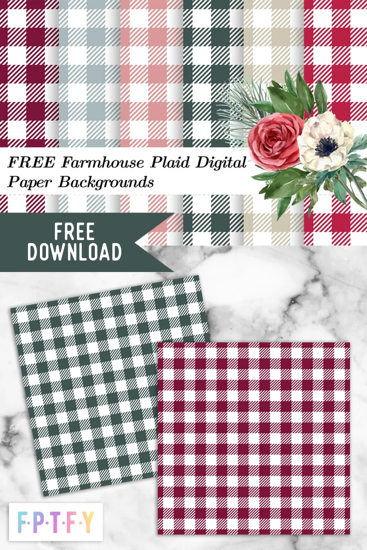 Farmhouse Plaid Digital Paper Backgrounds