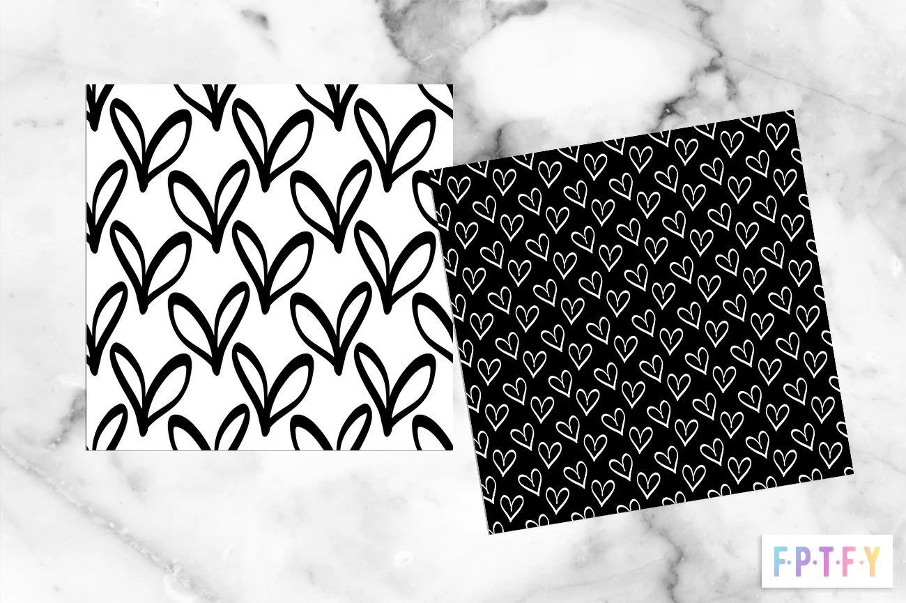 20 free Black and White Heart Digital Papers