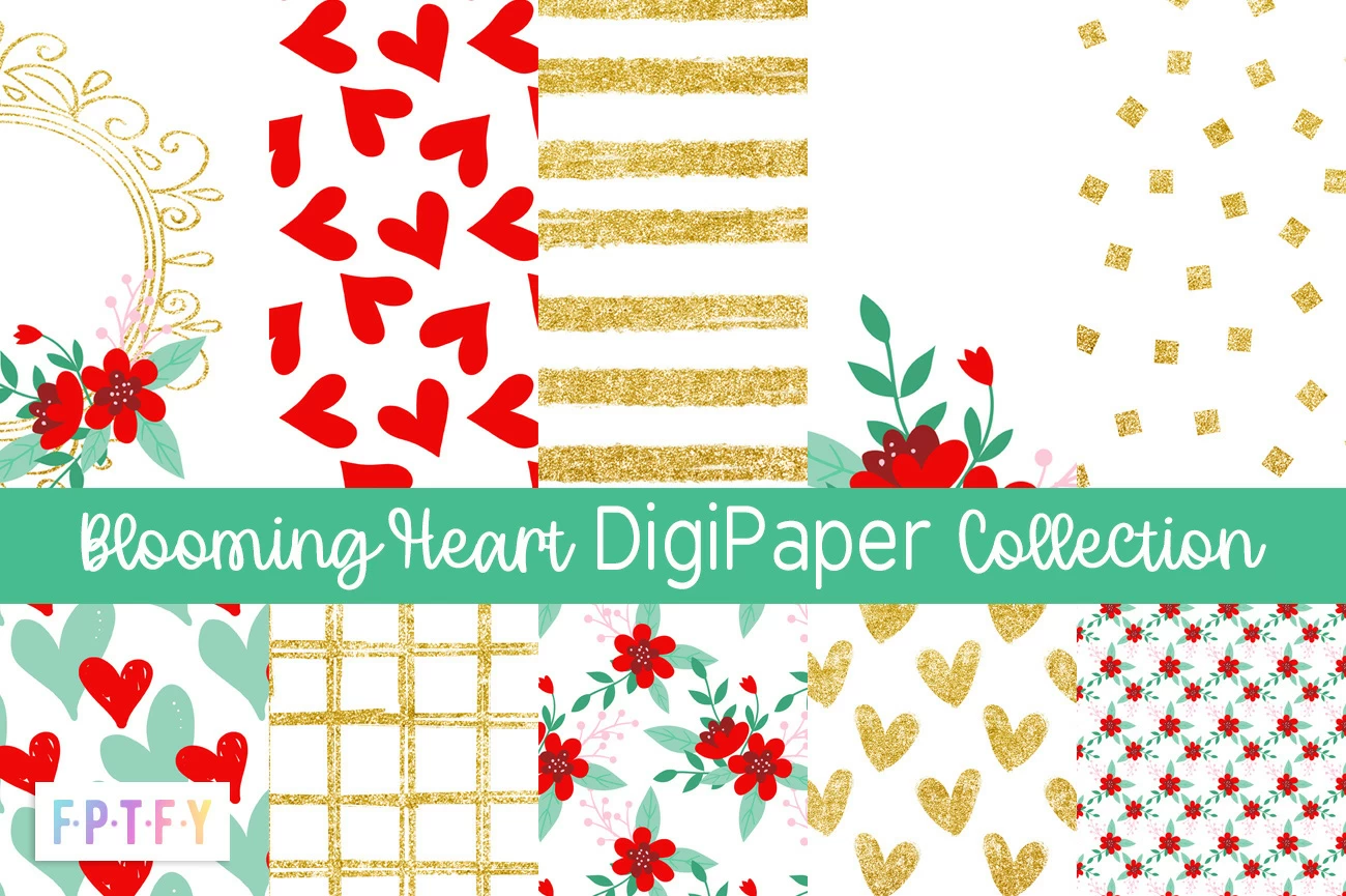 Free Blooming Heart DigiPaper