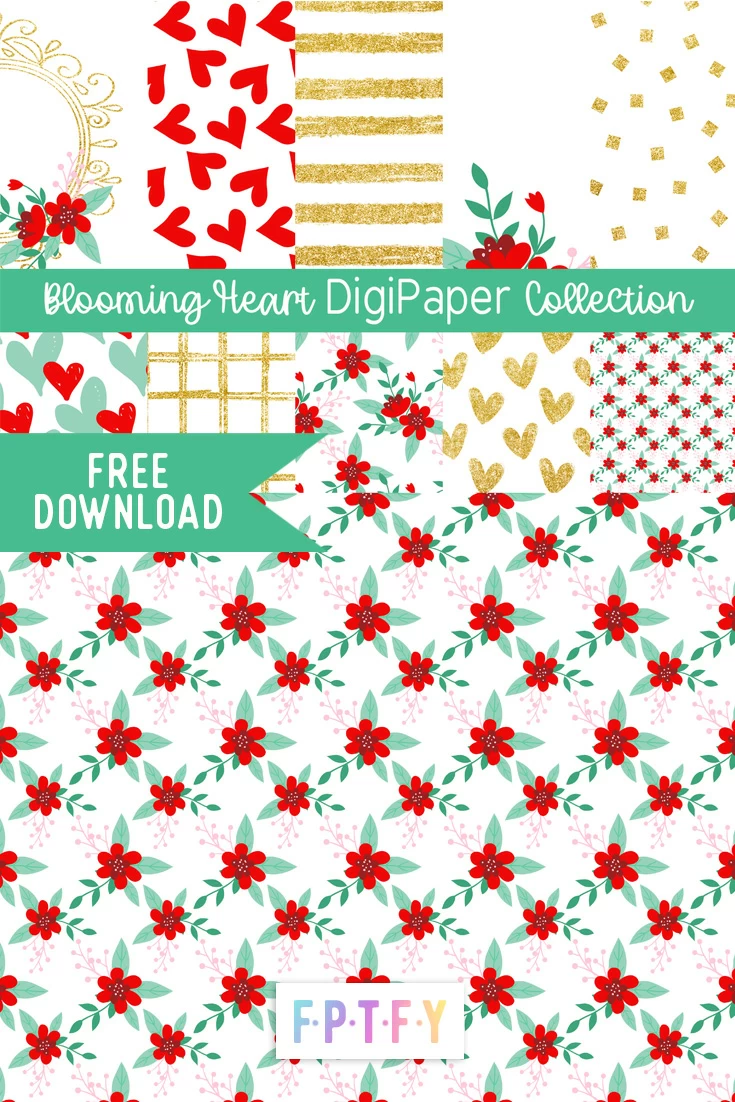 Free Blooming Heart DigiPaper