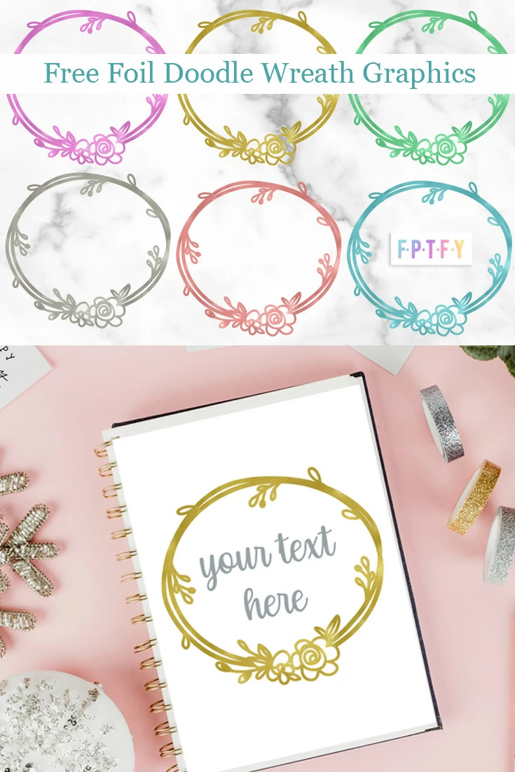 Free Foil Doodle Wreath Graphics SVG