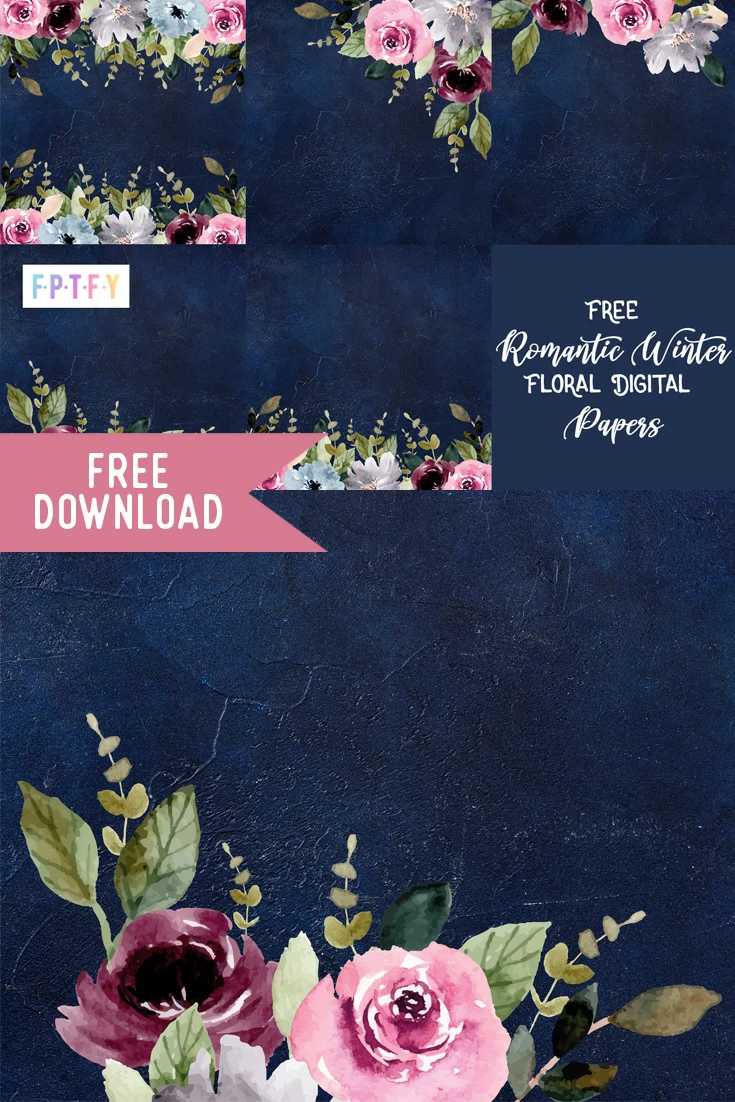 Free Romantic Winter Floral Papers