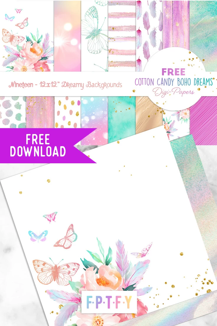 Free Cotton Candy Boho Dreams Digi Papers
