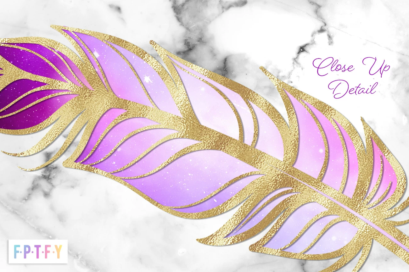Free Gold Galaxy Feather Clipart 