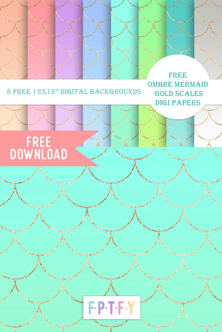 Free Ombre Mermaid Gold Scales