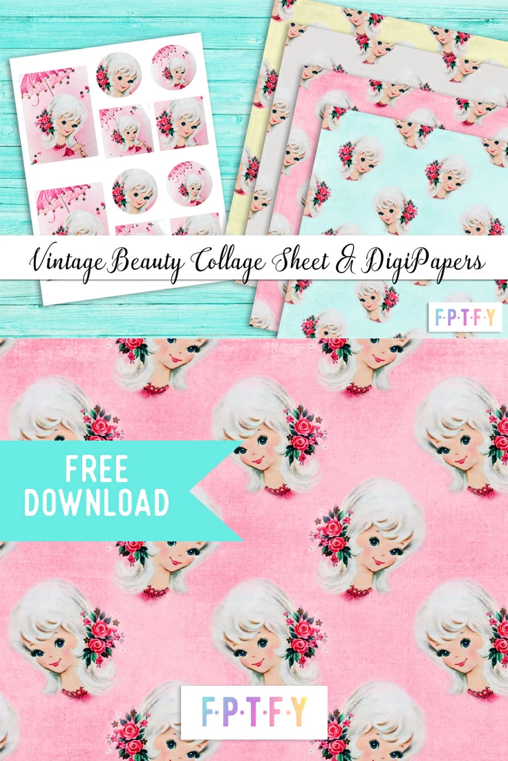 Free Vintage Beauty Collage DigiPaper