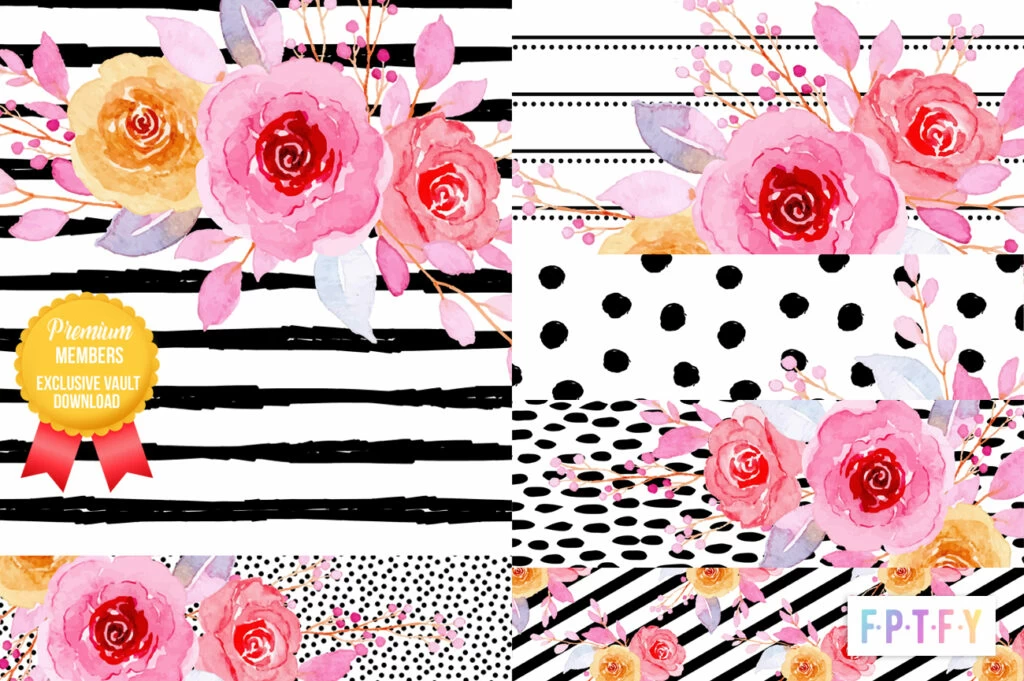 Girl Boss Black and White Floral Digital Delight Papers