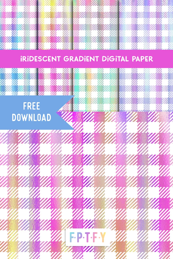 Free Iridescent Gingham Digital Paper