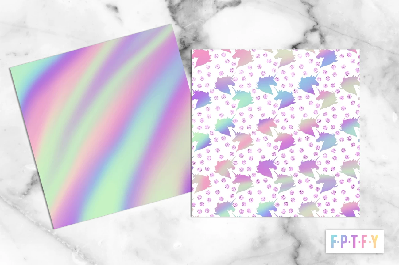 Rainbow Glitter Unicorn Digital Papers