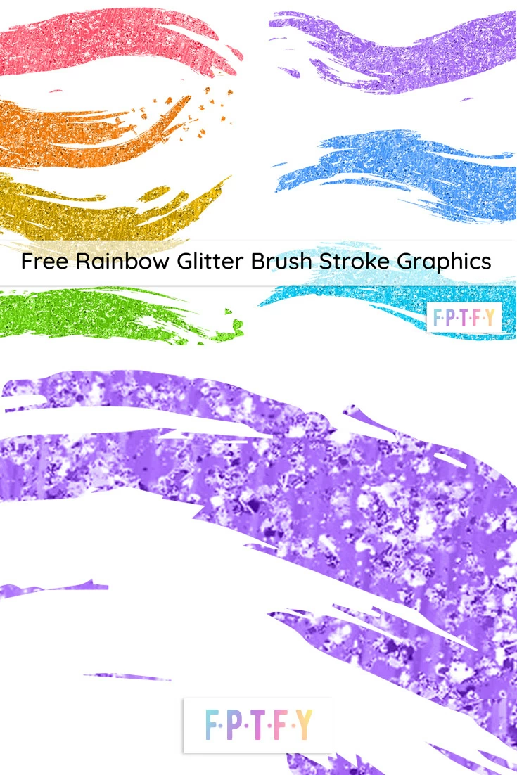 Free Rainbow Glitter Brush Stroke Graphics