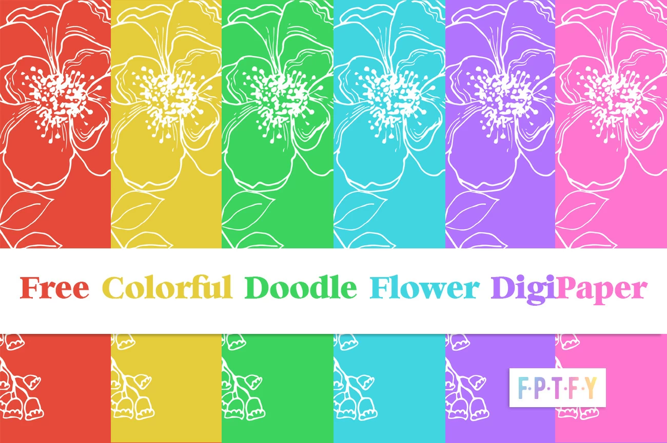 Free Colorful Doodle Flower DigiPaper
