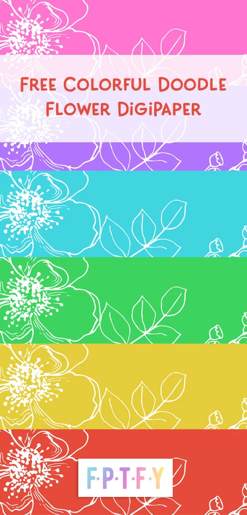 Free Colorful Doodle Flower DigiPaper