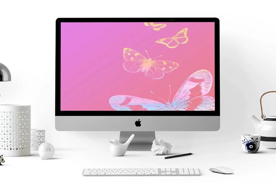 Free Iridescent Butterfly Gradient Digital Paper