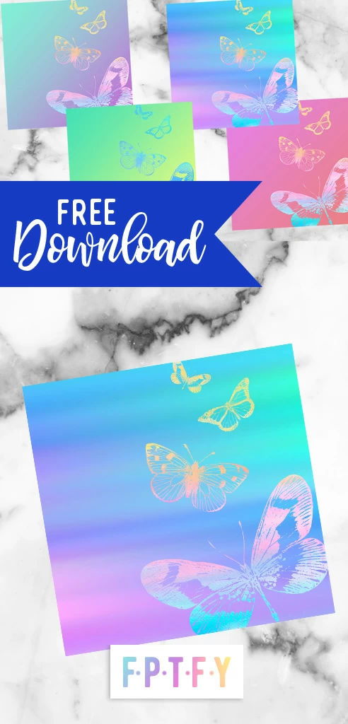 Free Iridescent Butterfly Gradient Digital Paper