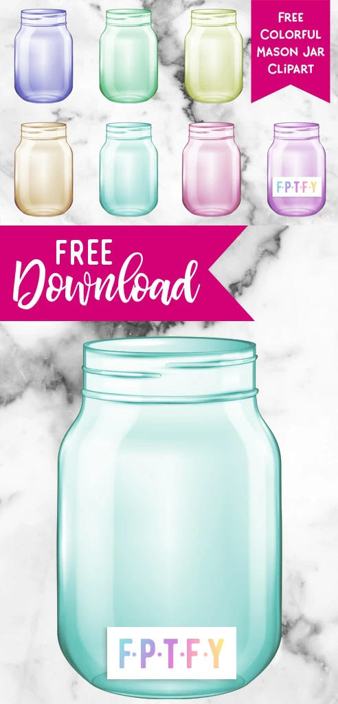 Free Mason Jar Clipart Colorful Set