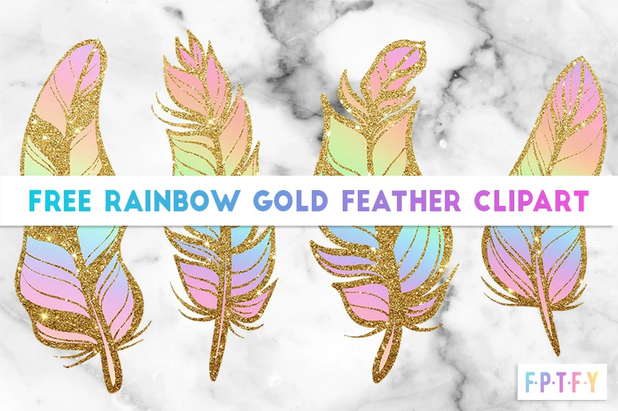 Free Rainbow Gold Feather clipart