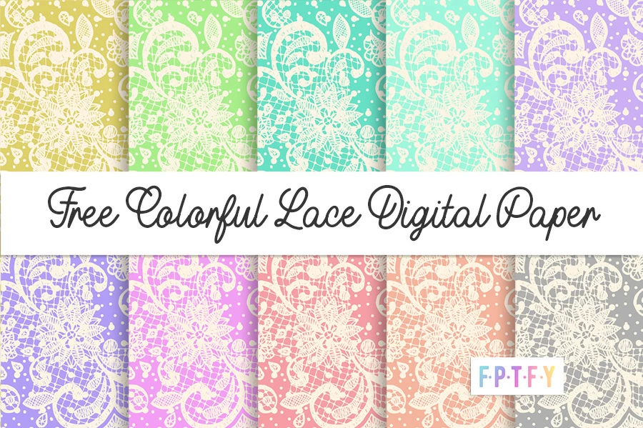 Free Colorful Lace Digital Paper