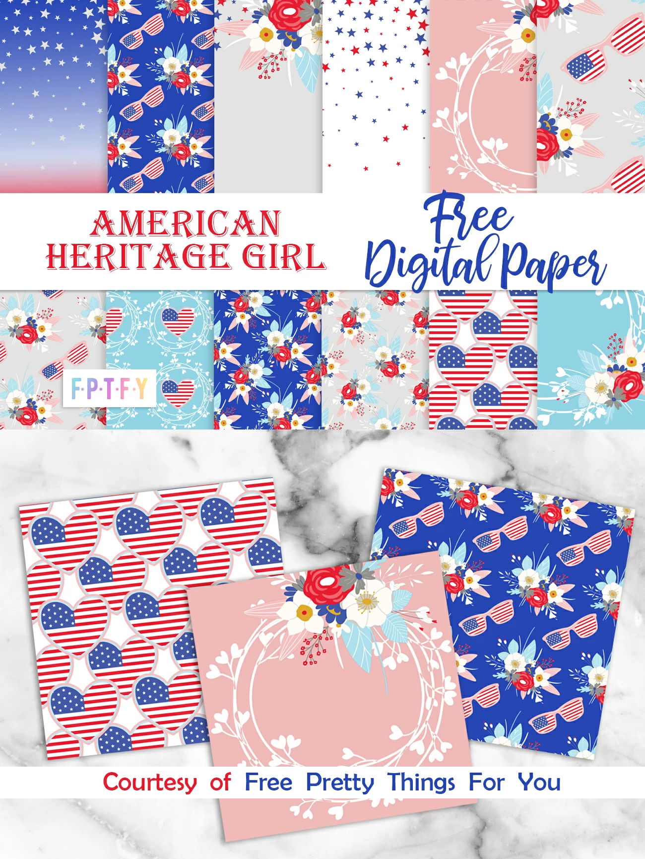 Free American Heritage Girl Digital Papers