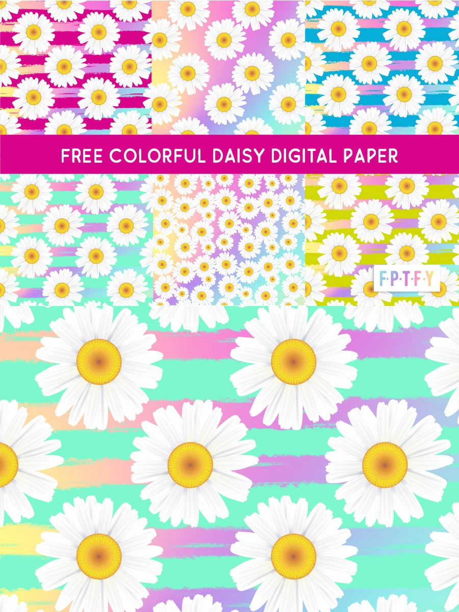 Free Colorful Daisy Digital Papers