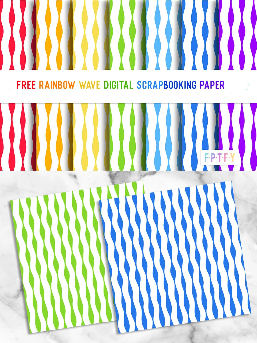 Free Rainbow Wave digital Scrapbooking Paper