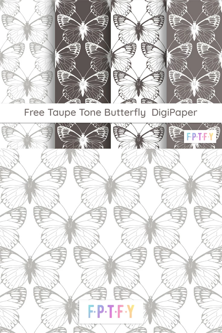 Free Taupe Tone Butterfly Digital Scrapbooking Paper