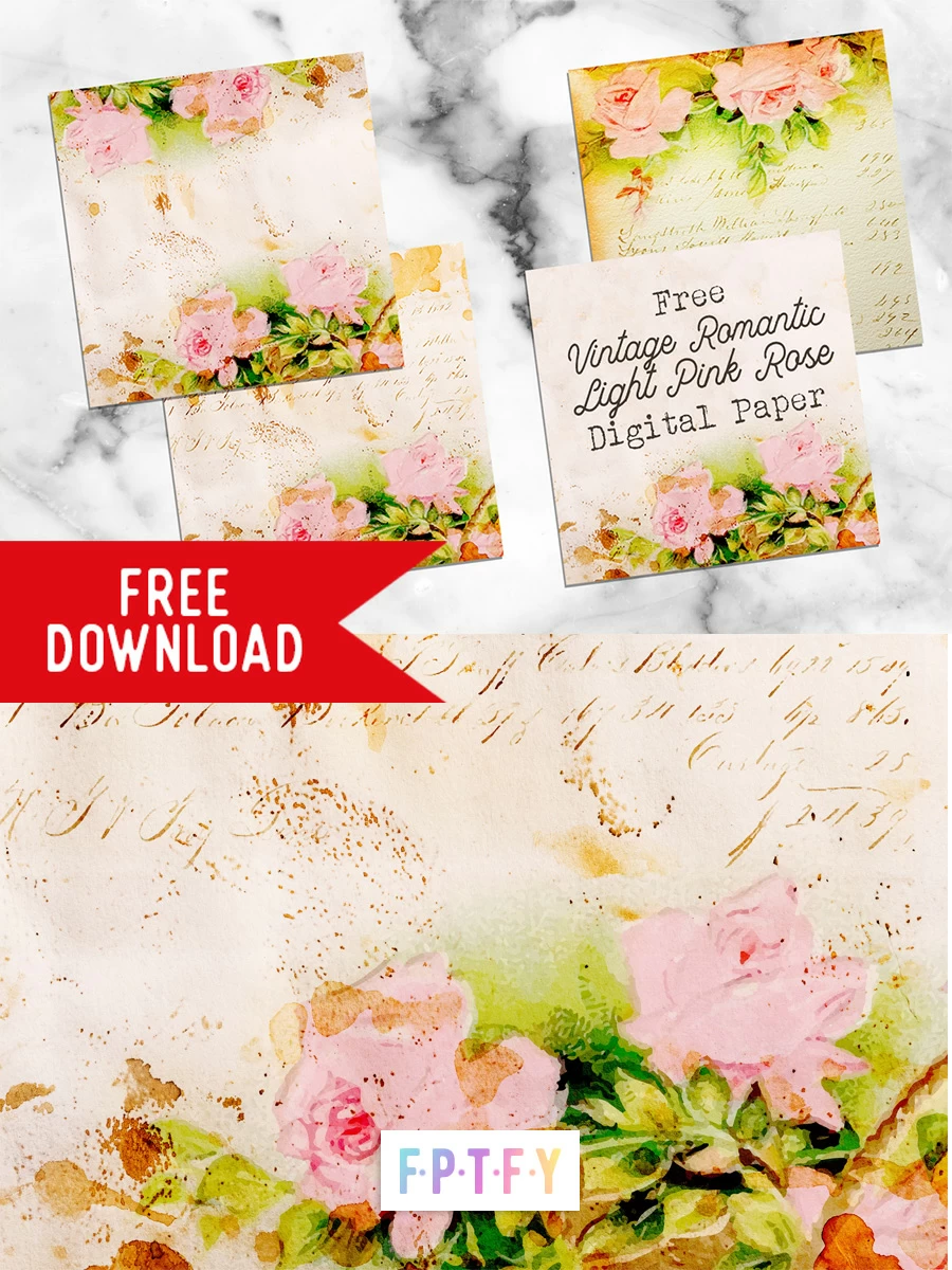 Free Vintage Romantic Light Pink rose Digital Scrapbooking Paper