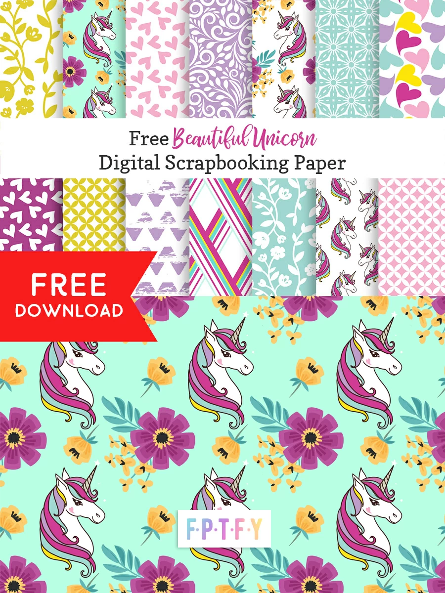 Free Beautiful Unicorn Digi Scrapbooking Paper