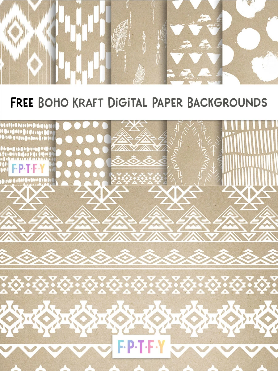 Free Boho Kraft Digital Paper Backgrounds