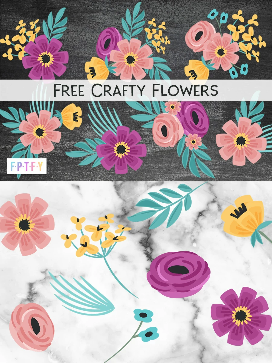Free Crafty Flowers Digital Clipart