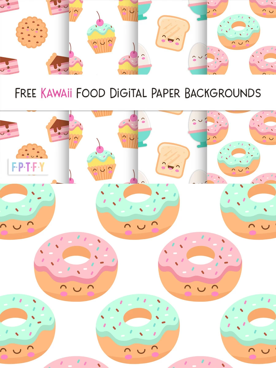 Free Kawaii Food Digital Scrapbooking Paper