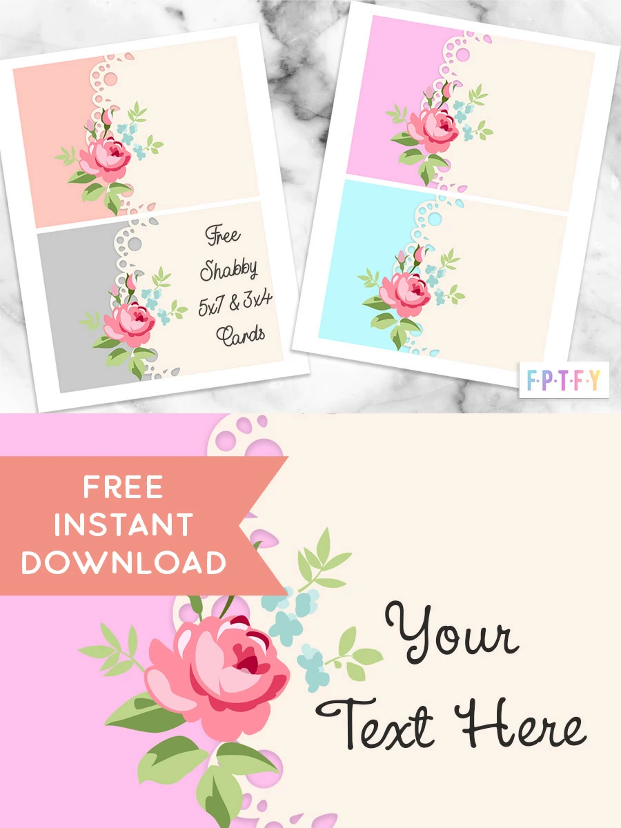 Free Shabby Chic Rose Printable Cards
