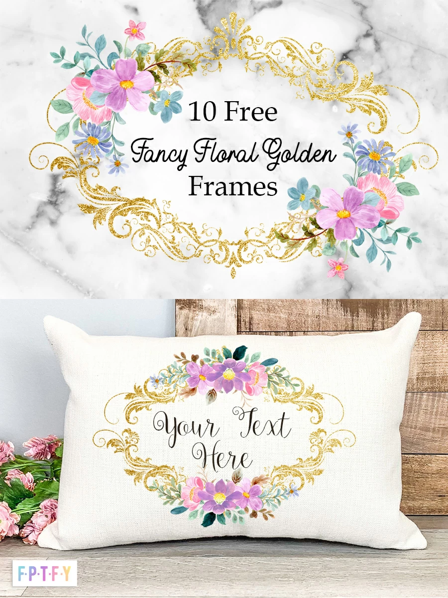 10 Free Fancy Floral Golden Frames