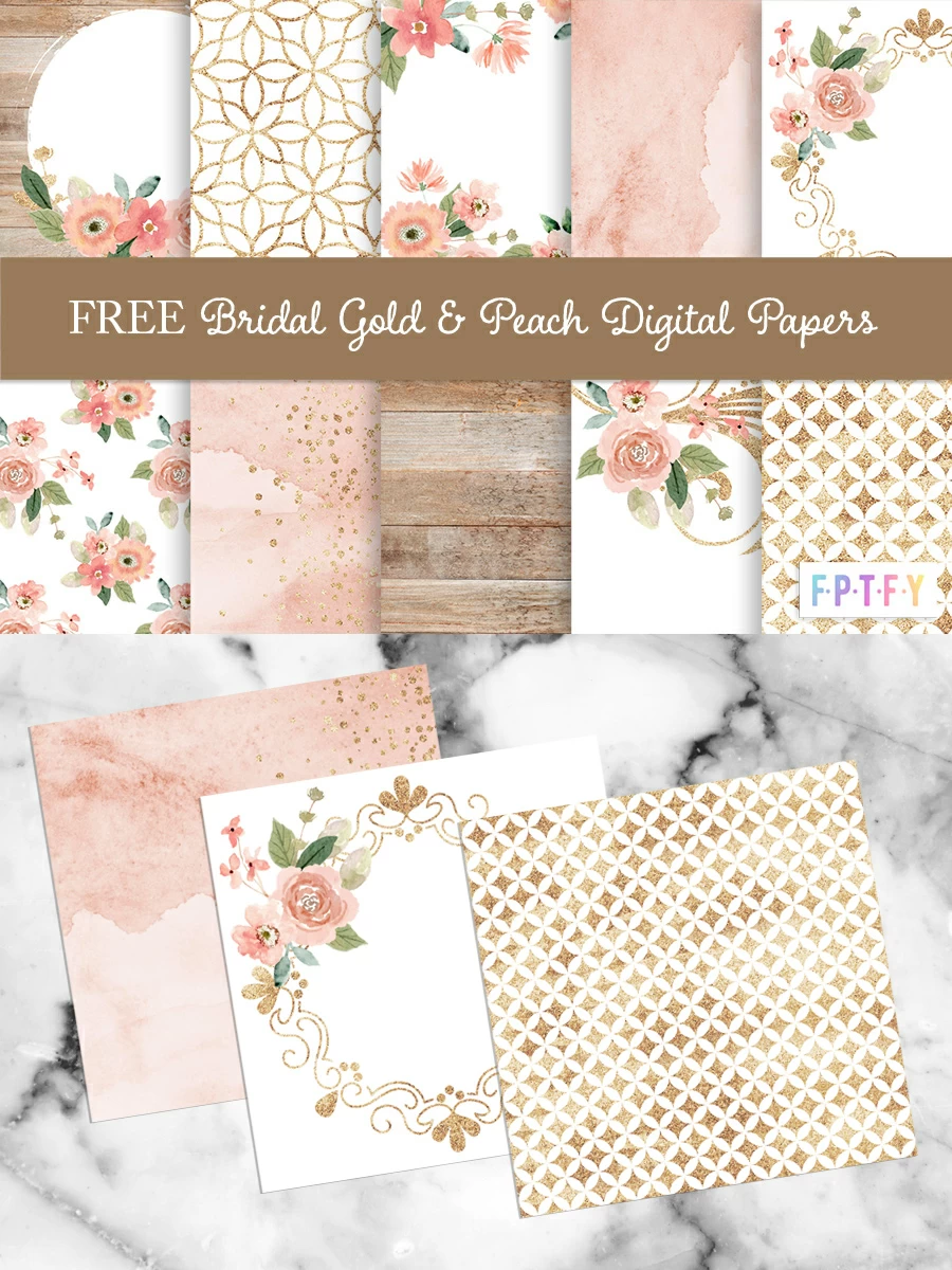 Free Bridal Gold Peach Digital Scrapbooking Paper