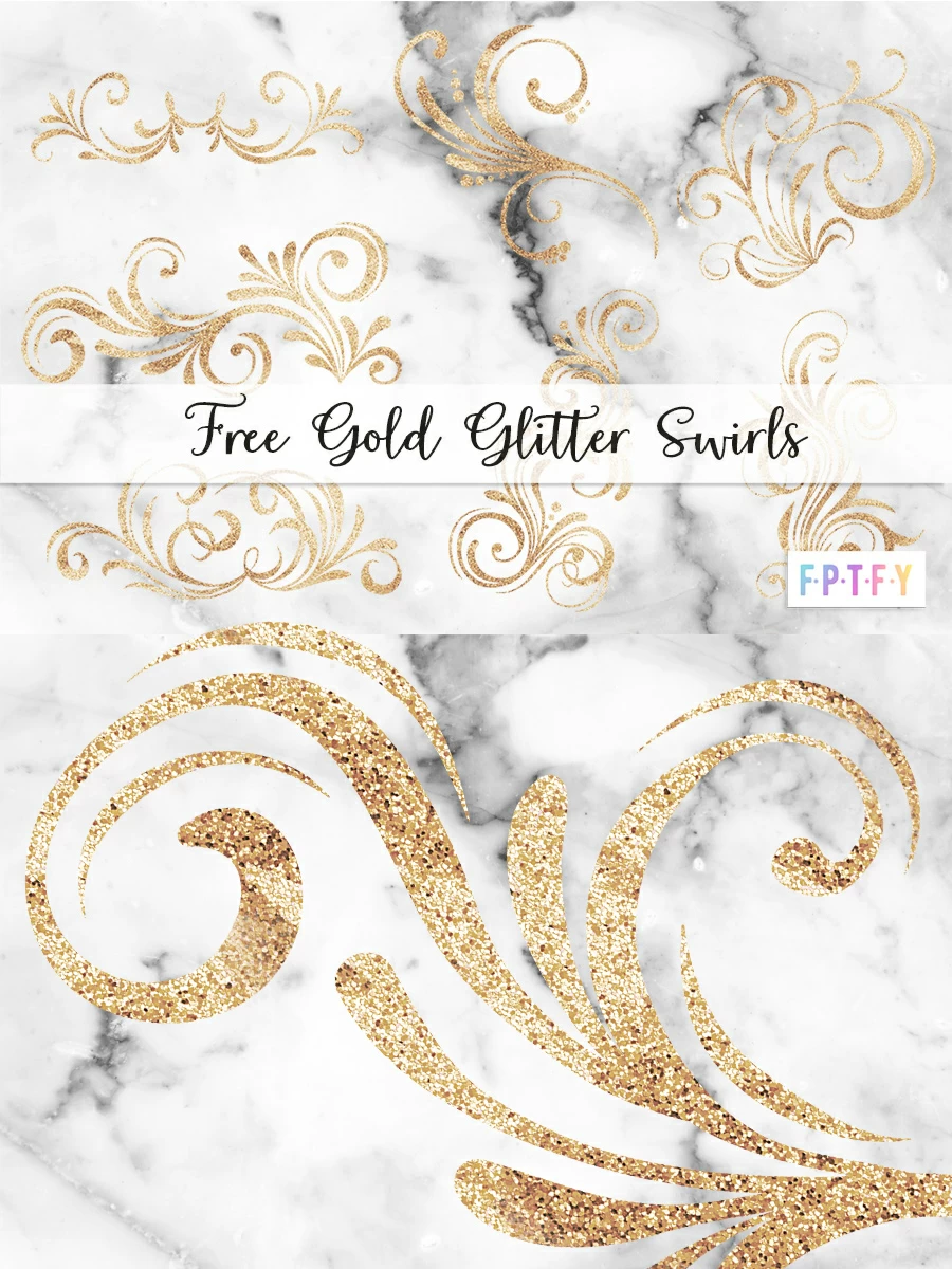 Free Gold Glitter Swirl Clipart Graphics