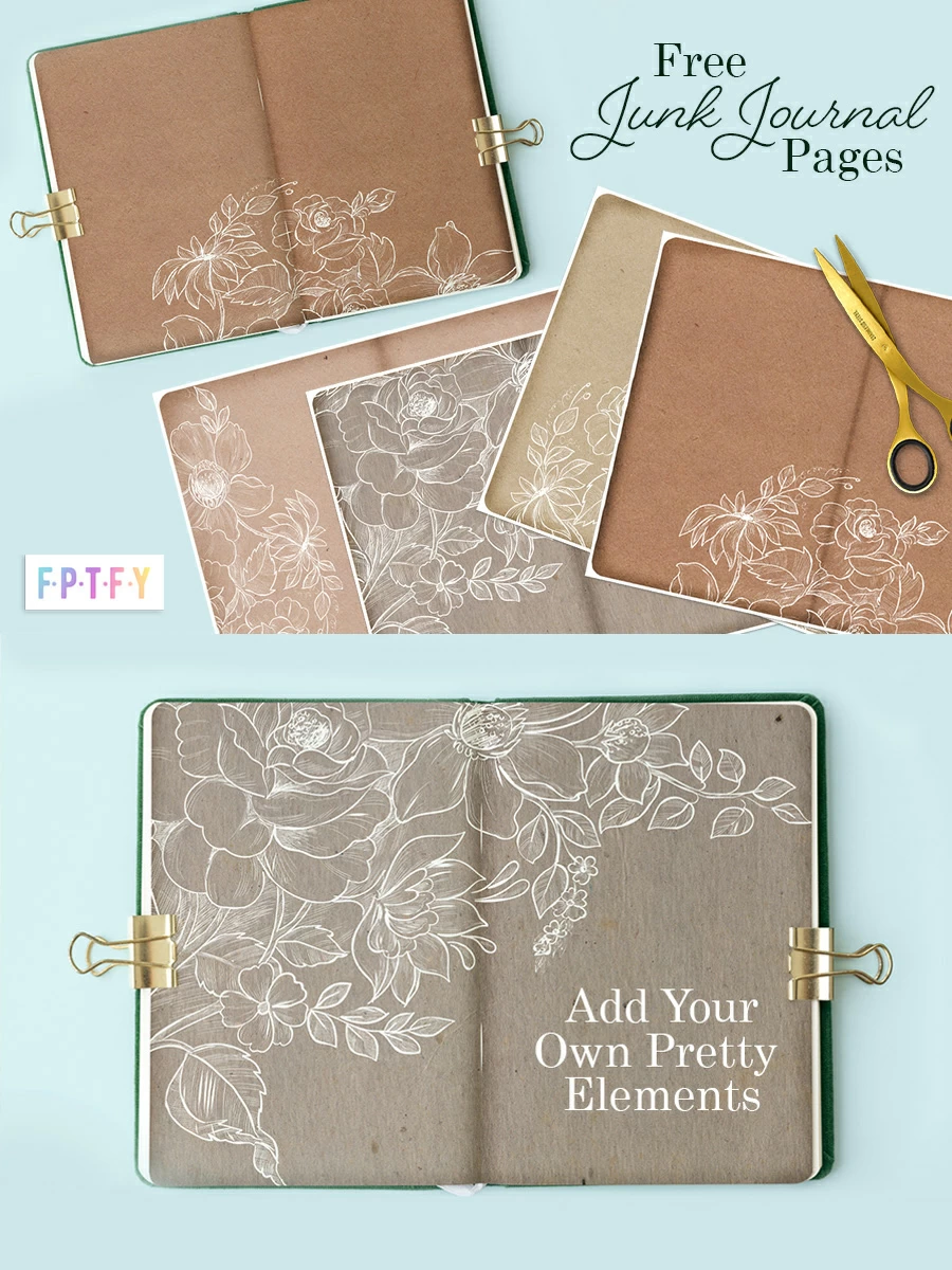 Free Junk Journal Printable Pages Cardboard Florals